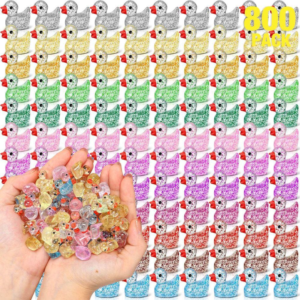 Mini Resin Ducks Barydat, pacote 800, glitter para projetos de bricolage
