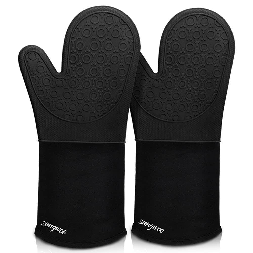 Luvas de forno sungwoo de silicone extra longas resistentes ao calor 500F