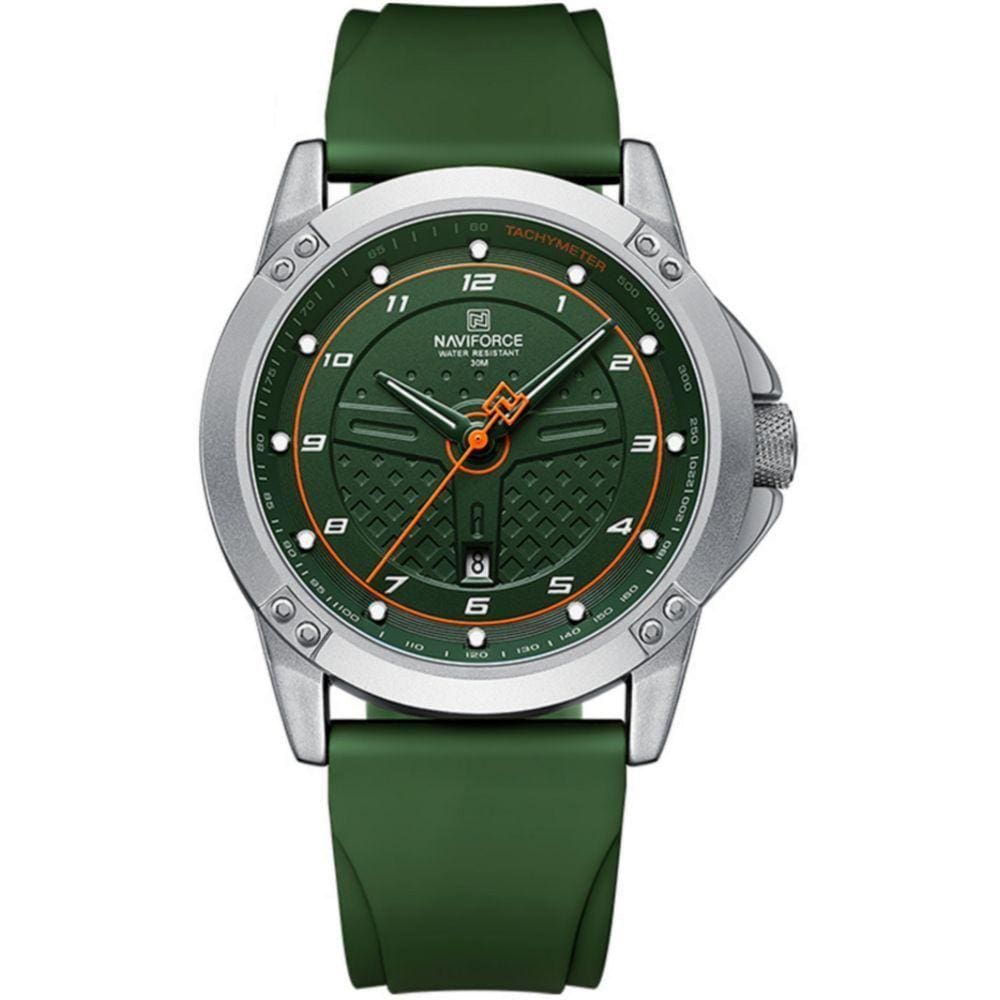 Relógio De Quartzo Masculino Casual Pulseira De Silicone Impermeavel Verde
