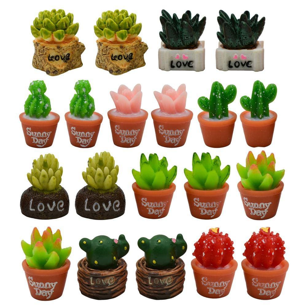 Estatuetas de plantas em vasos em miniatura Pinenjoy, 20 unidades de resina de cacto