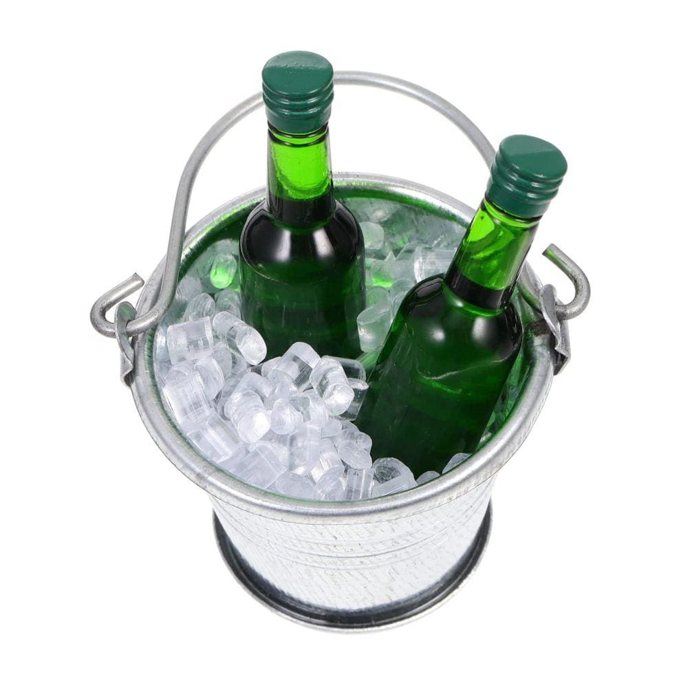 Mini garrafas de cerveja Doll House Beer Doll House Ice Cube Bucket