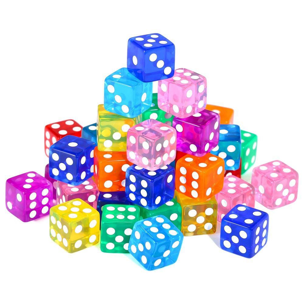 Conjunto de dados GWHOLE, 40 peças, 6 lados, 16 mm, cores translúcidas