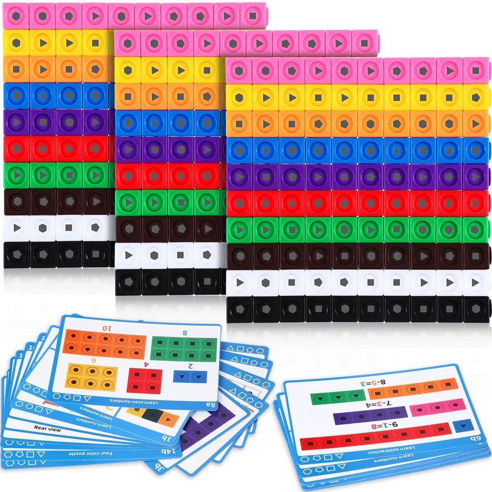 Conjunto de cubos Math Manipulatives Linking Libima 318 unidades com cartões