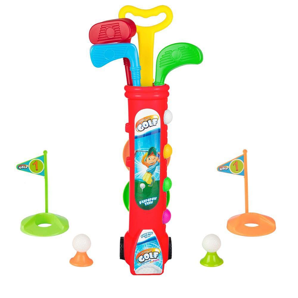 Conjunto de tacos de golfe Liberry Kids com carrinho de golfe, 3 tacos, 6 bolas, 2