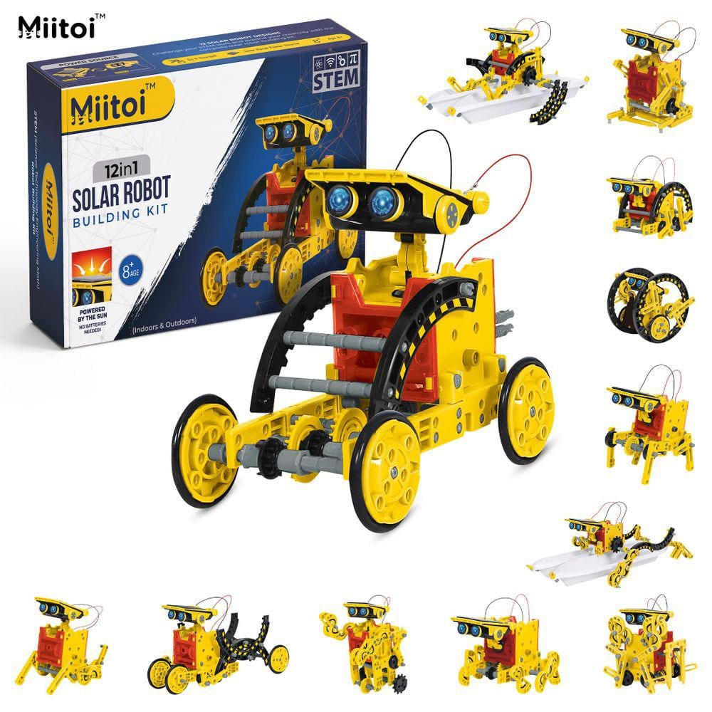 Kit de robô Solar STEM Miitoi 12 em 1 com painel solar de 8 a 12 anos