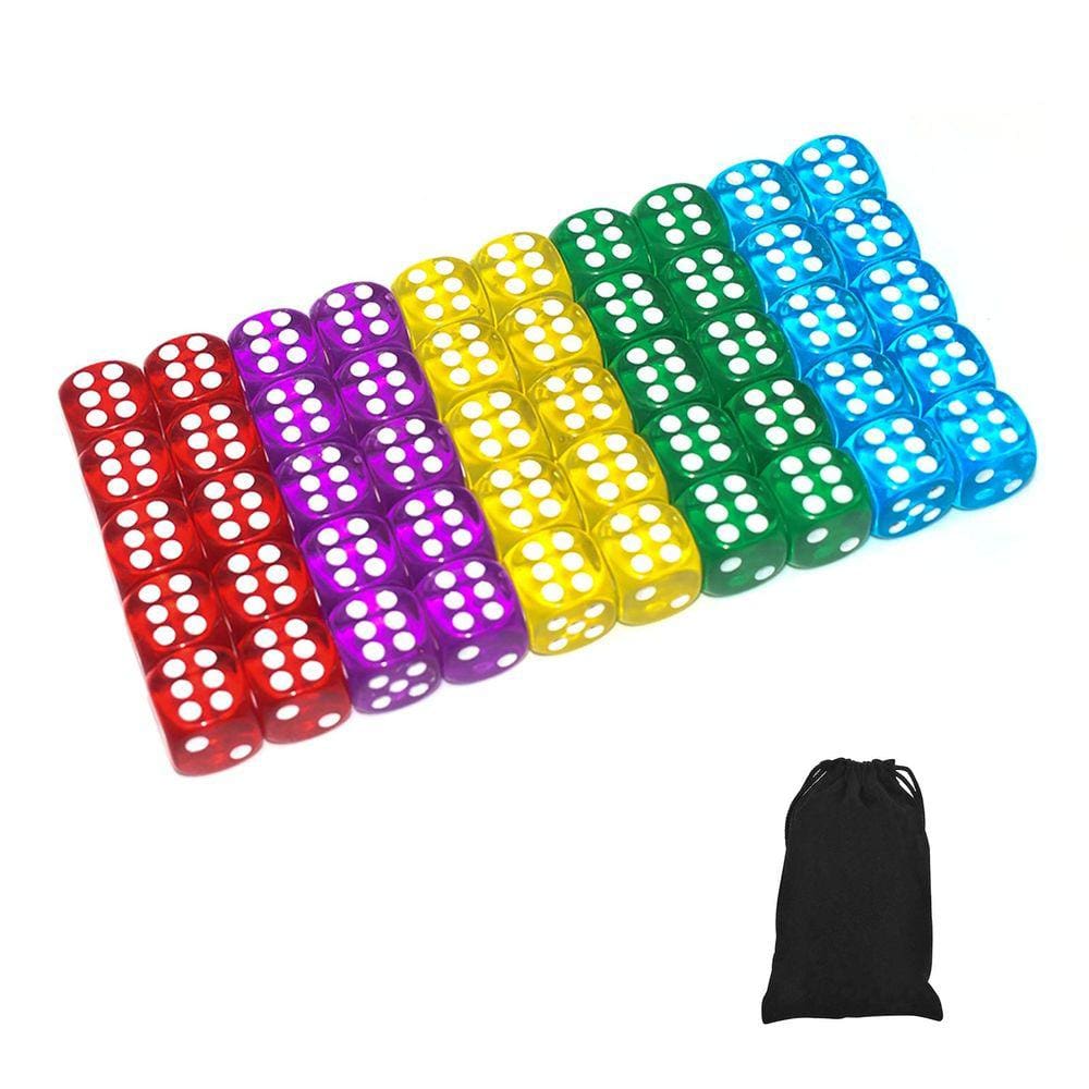 Conjunto de dados GALIREN de 6 lados, 14 mm, cores translúcidas (pacote com 50)