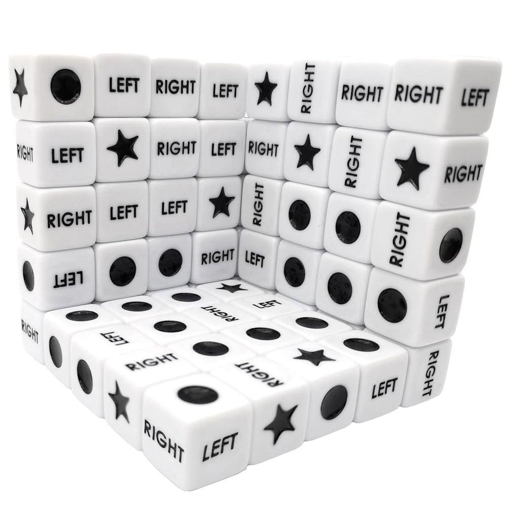 Jogo Dice Shoper Left Right Center com 50 dados de 16 mm