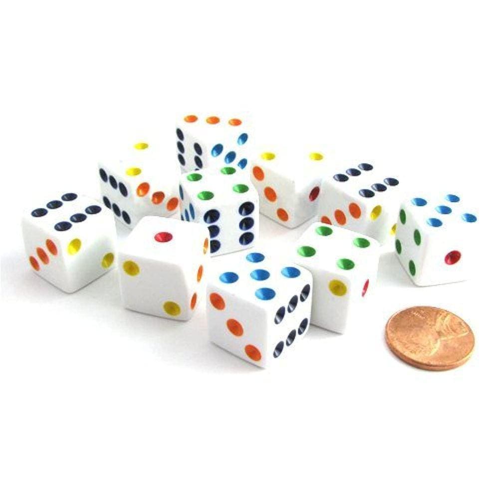 Conjunto de dados Koplow Games 16 mm D6 padrão branco com multicor