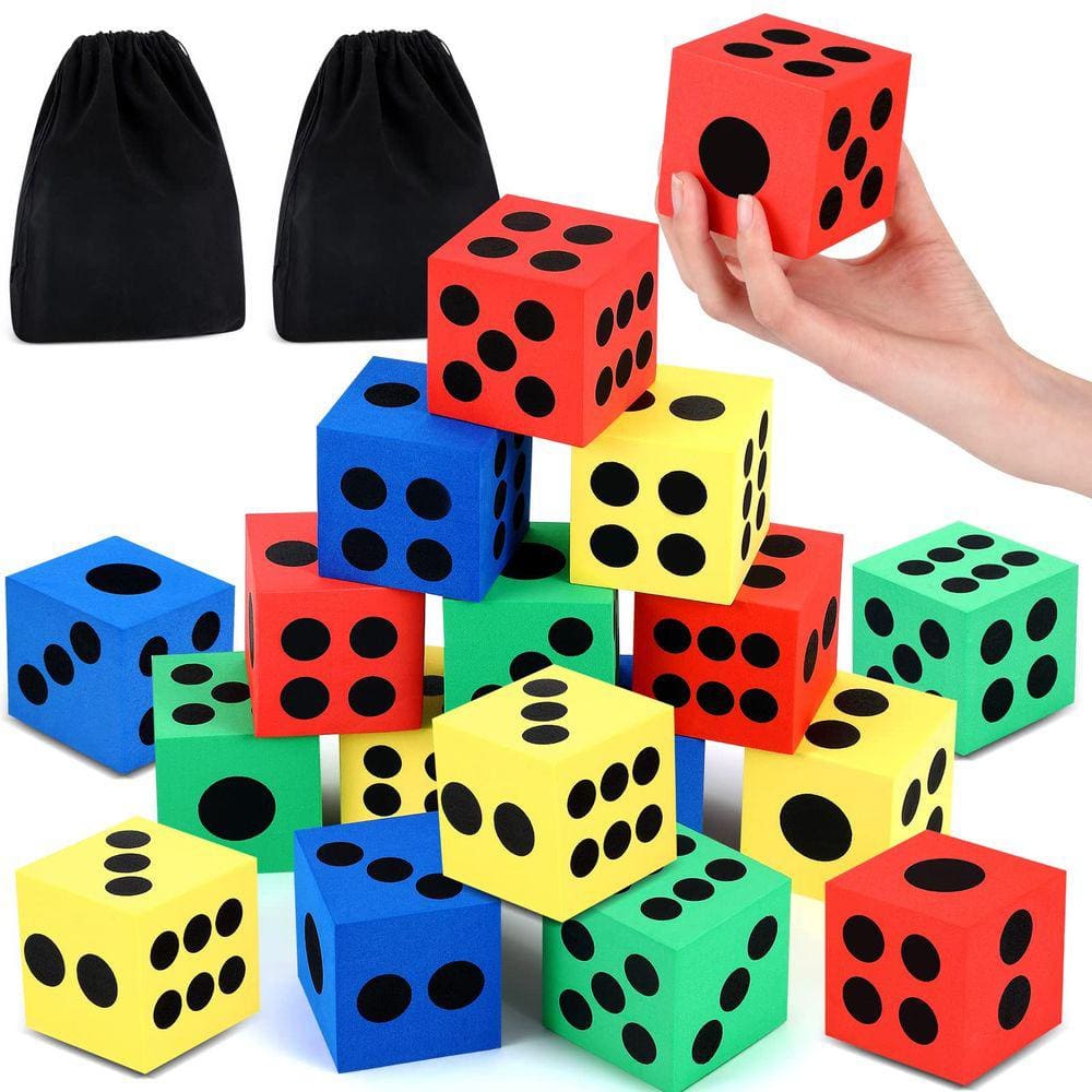 Foam Dice Meooeck 18 peças de 6,3 cm com bolsa de armazenamento para festa