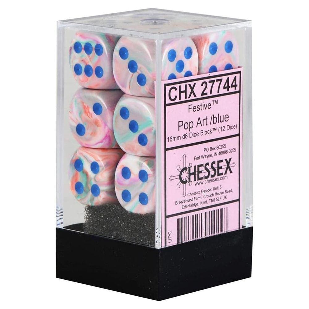 Dice Blocks Chessex 27744 Festivo Poliédrico Pop Art Azul
