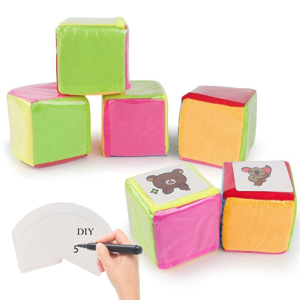 Jogo educacional DIY Dice Toy Anboor com bolso de 10 x 10 cm, 4 unidades