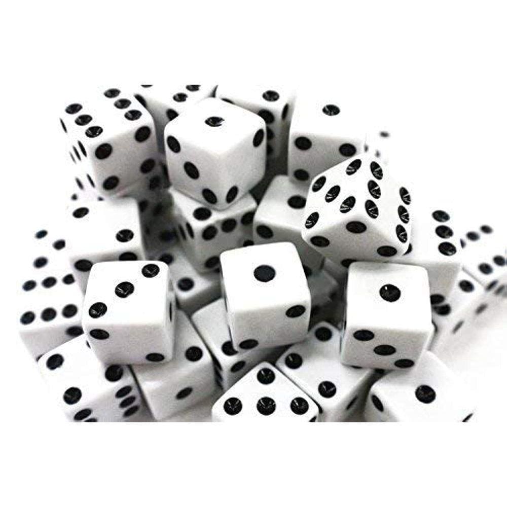 Pacote de 100 Dice ifavor123 White 16mm para jogos de tabuleiro e festas
