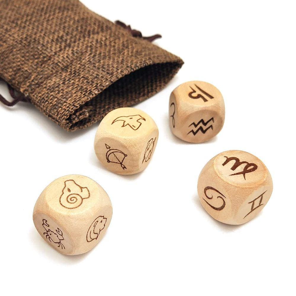 Conjunto de dados Hometu Zodiac 12 Constellation com bolsa de linho, 4 unidades
