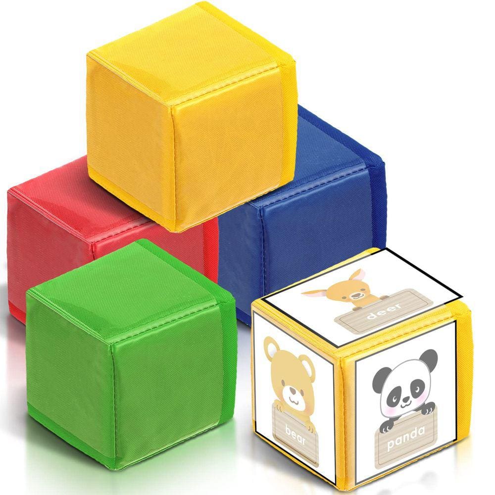 Foam Dice Yilloog, 4 peças grandes com bolsos para educação infantil