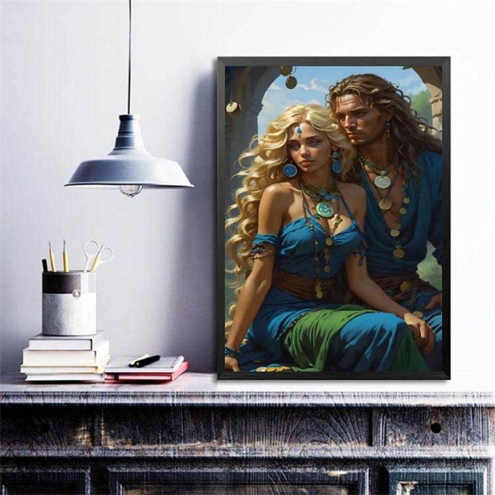 Quadro Decorativo Casal Ciganos 45X34Cm - Com Vidro