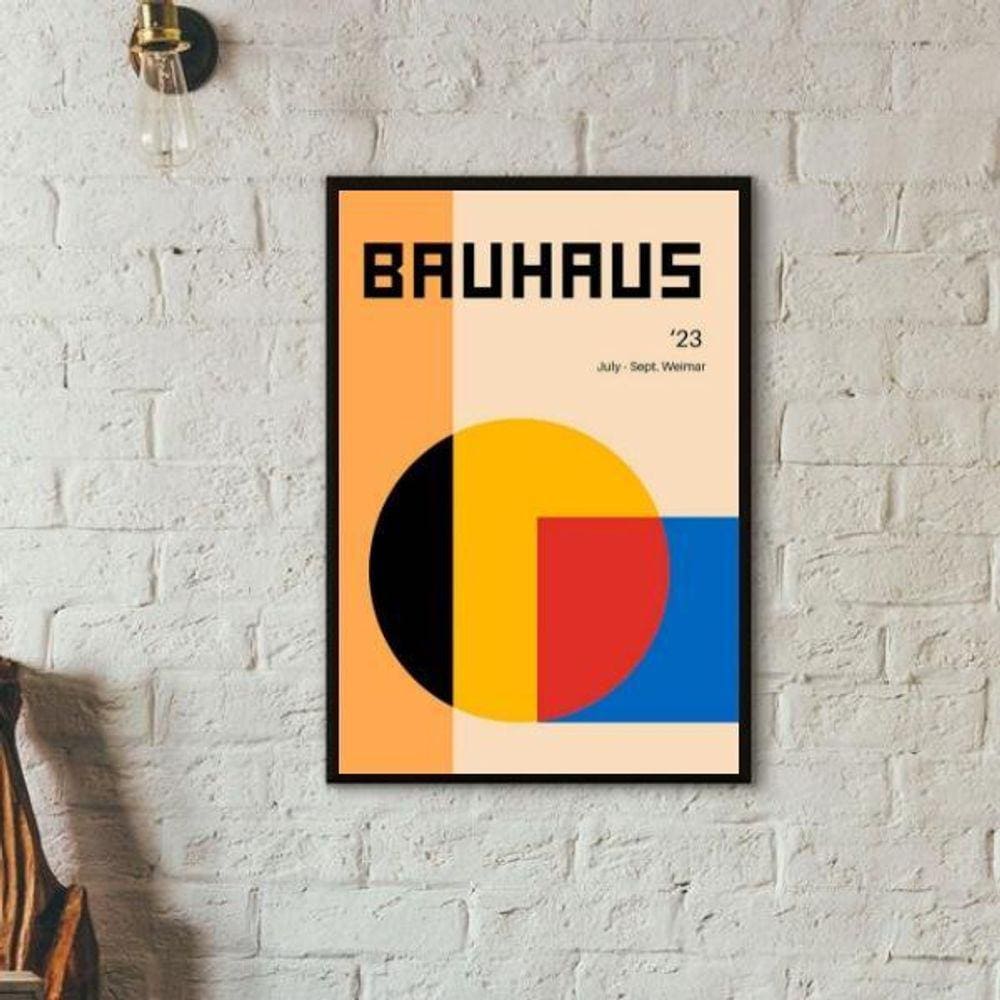 Quadro Colorido Bauhaus - Formas 45X34Cm - Com Vidro