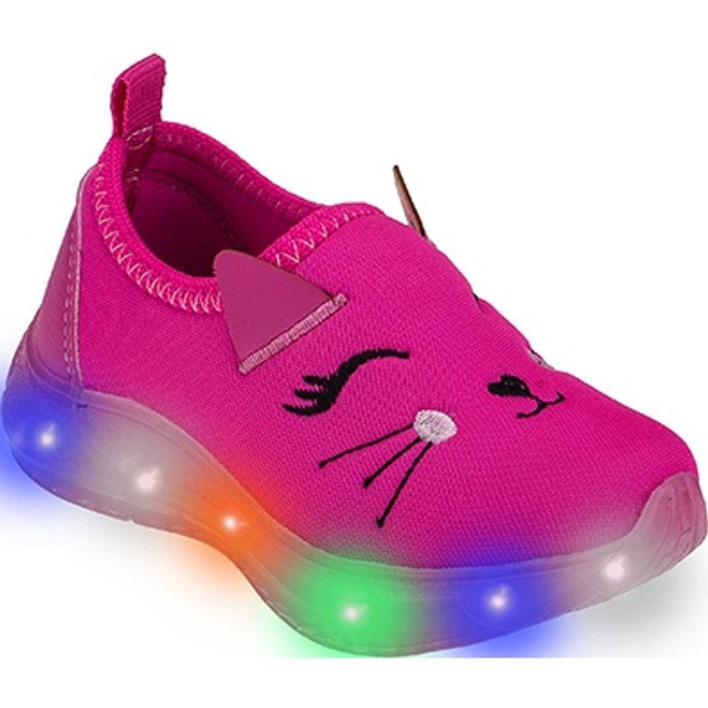 Tênis Infantil Luzinha Led criança feminino gatinha 20 ao 34