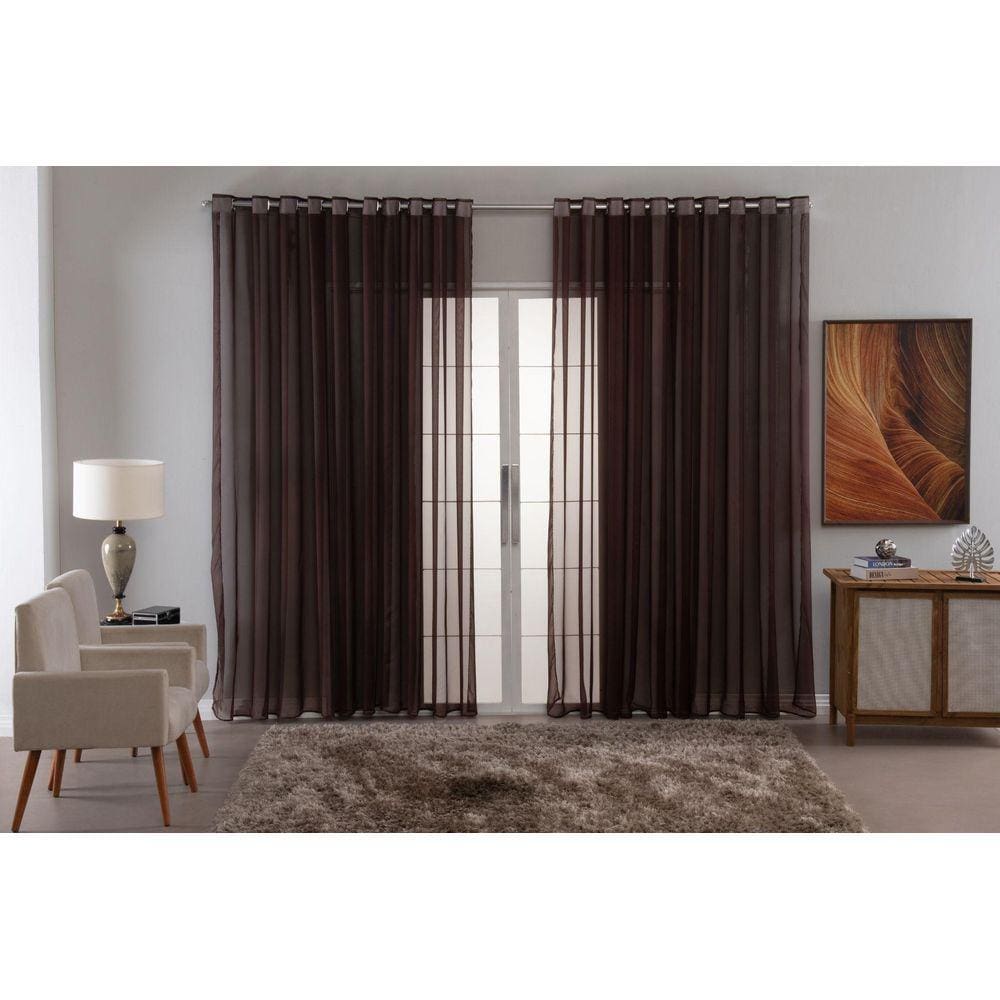 Cortina Sala Quarto Voal Liso Delicate 400X2,80 Transparente
