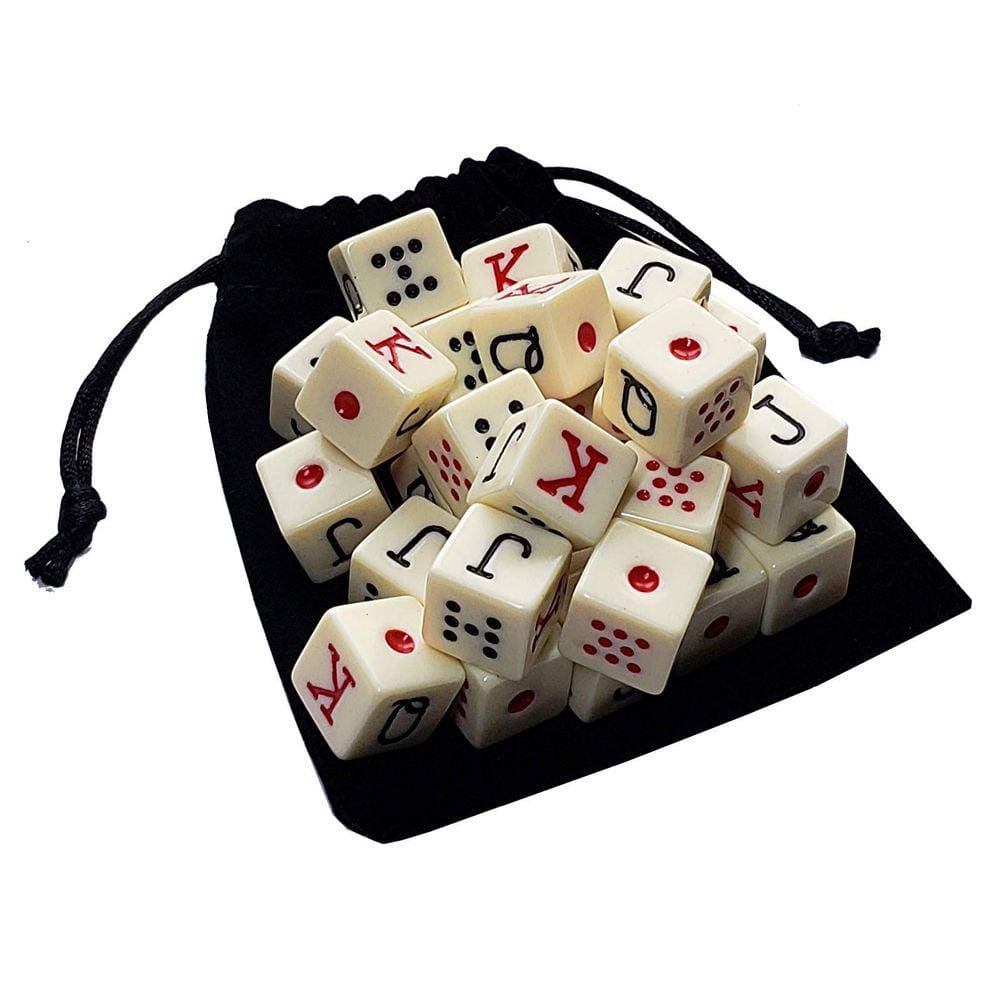 Conjunto de dados de pôquer Cyber-Deals Spanish Ivory com bolsa preta x30