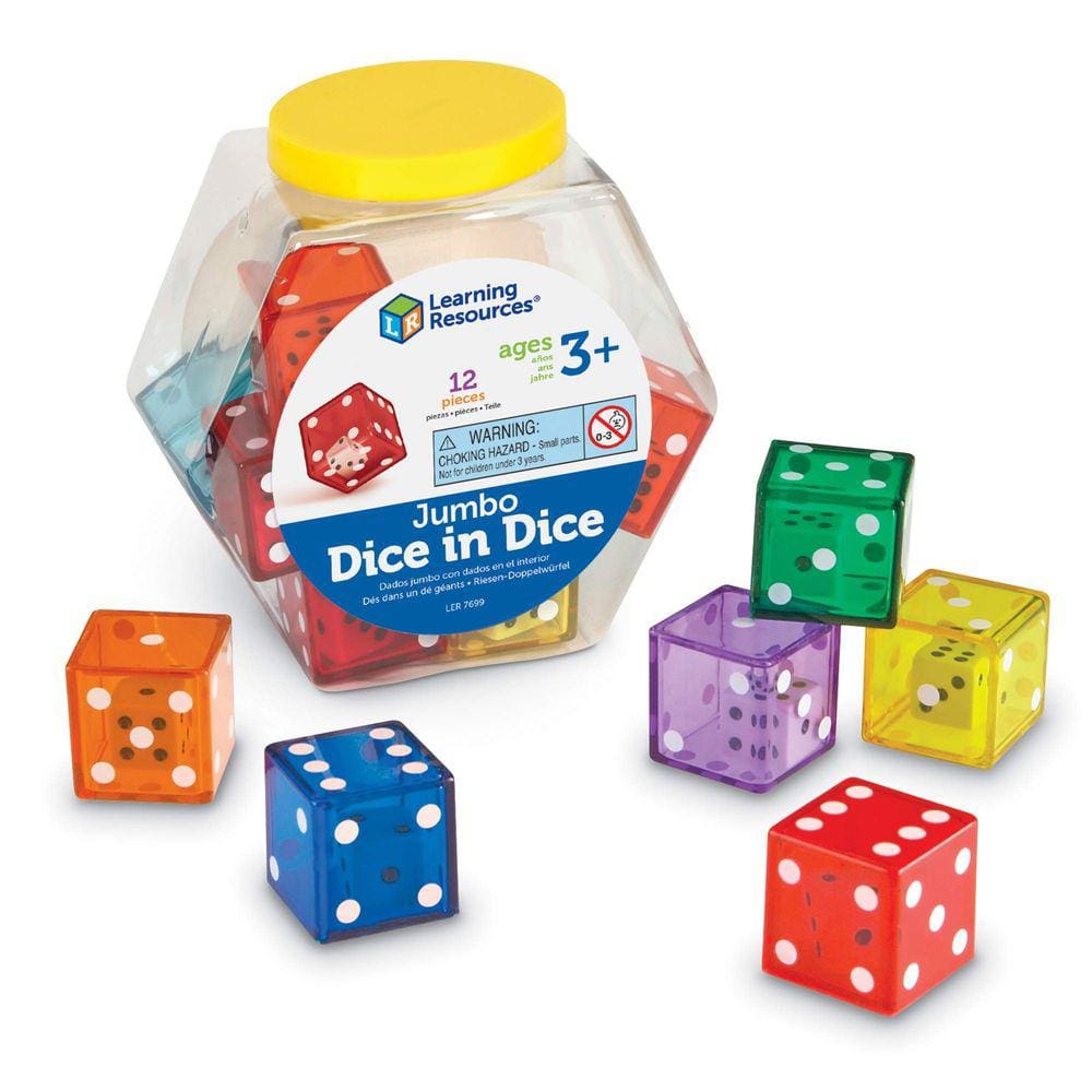 Recursos de aprendizagem do Jumbo Dice Conjunto de dados matemáticos de 12, 3 anos ou mais