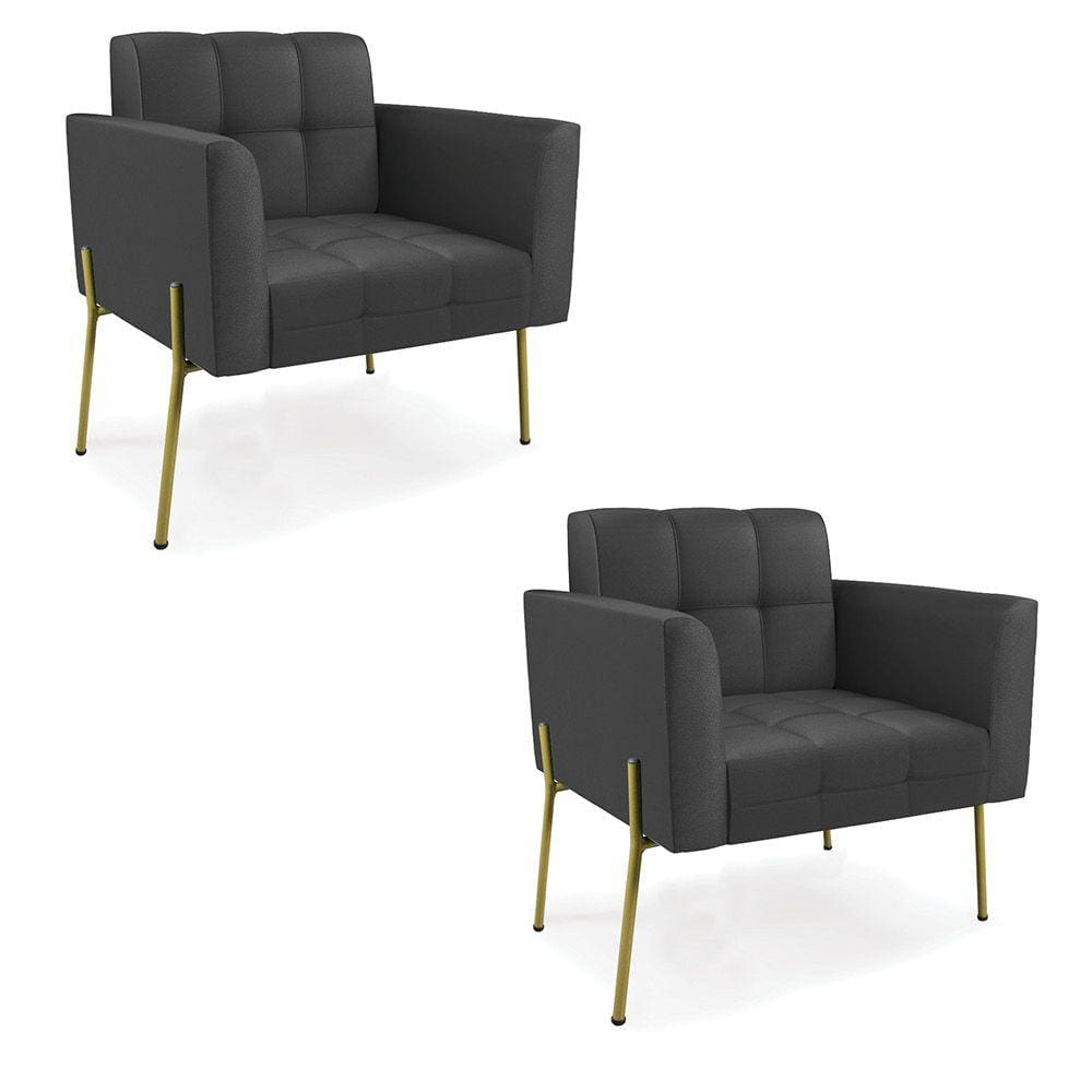 Poltrona Pé de Ferro Dourado para Sala Kit 2 Elisa Corino D03 - D`Rossi