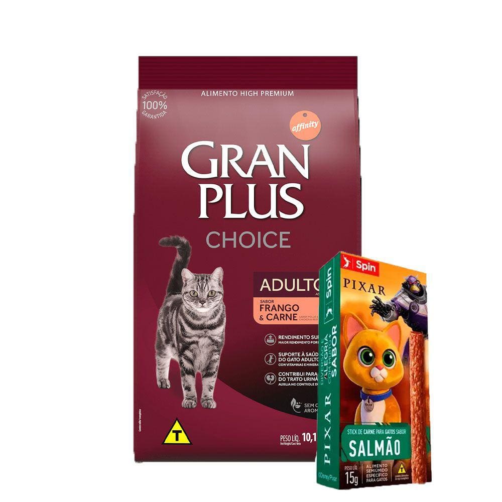 Ração Gran Plus Gatos Choice Frango E Carne - 10,1Kg + Item