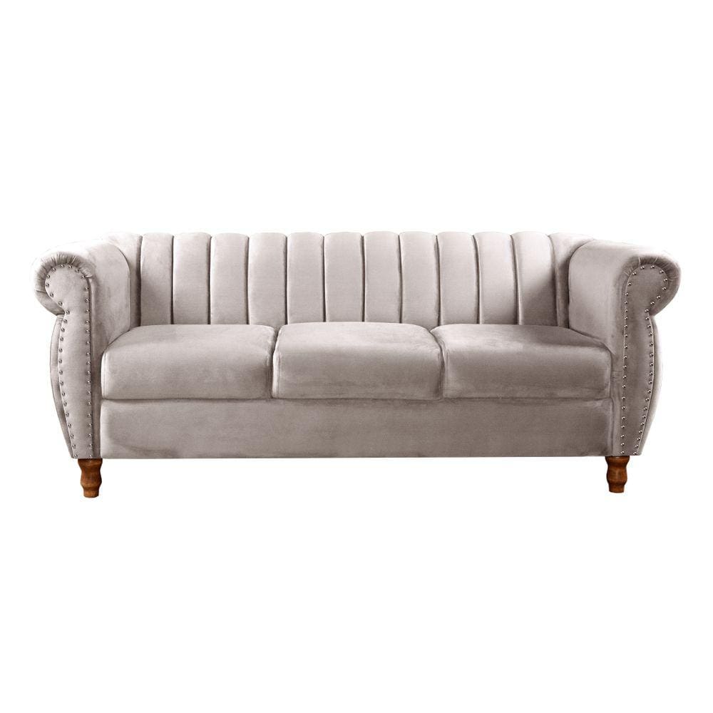 Sofá Realeza Chesterfield 3 Lugares Tachinhas Retrô Vintage