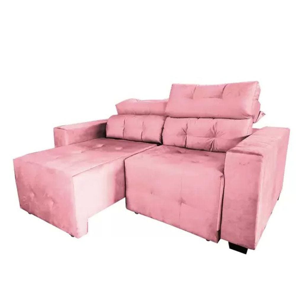 Sofa Dois Lugares 2 Metros Retratil e Reclinavel Rick Rosa
