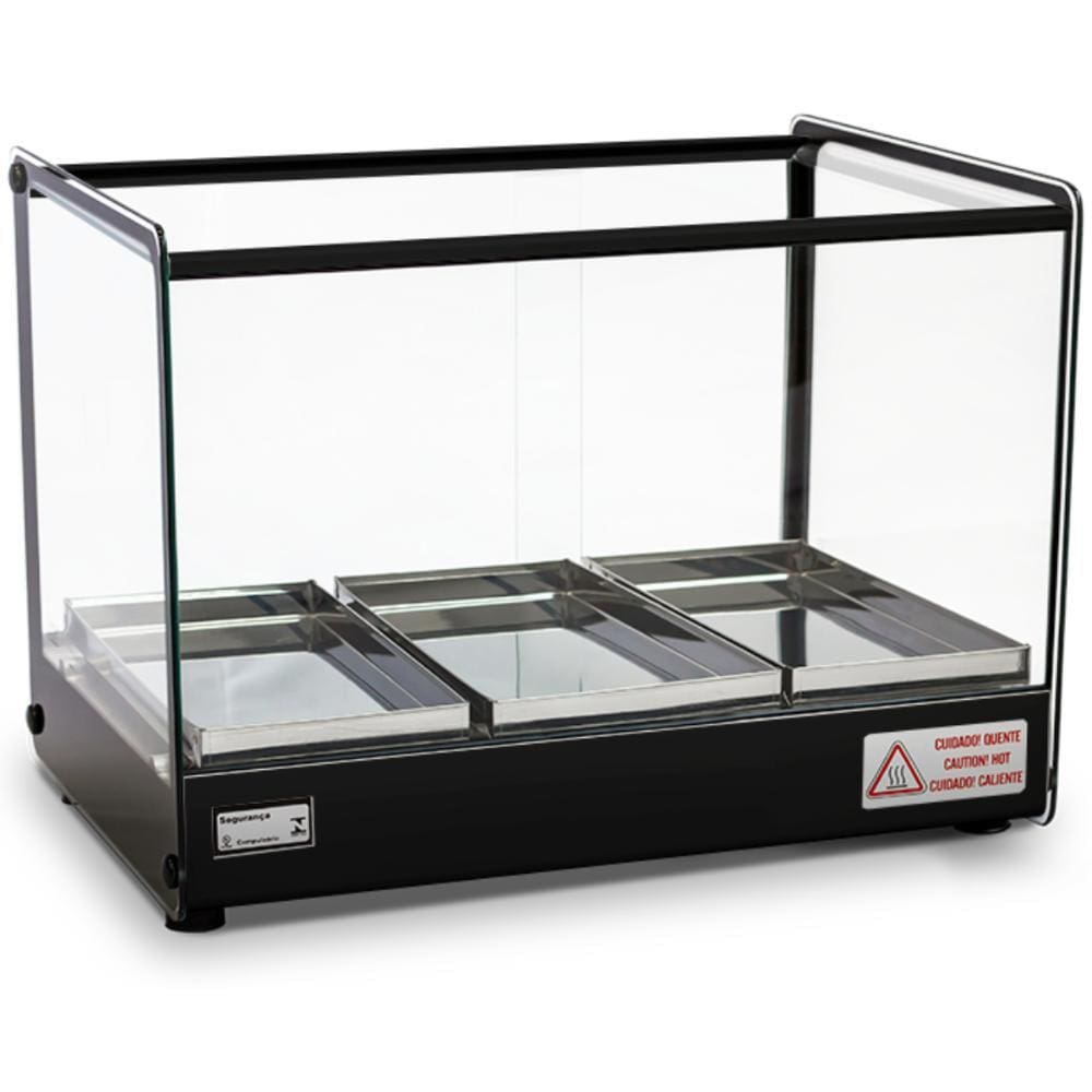 Estufa LED para Salgados Quadrada com 3 Bandejas EVR Preto - Titã