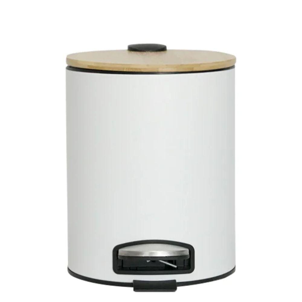 Lixeira 3 Litros com Pedal e Tampa de Bambu Mimo Style