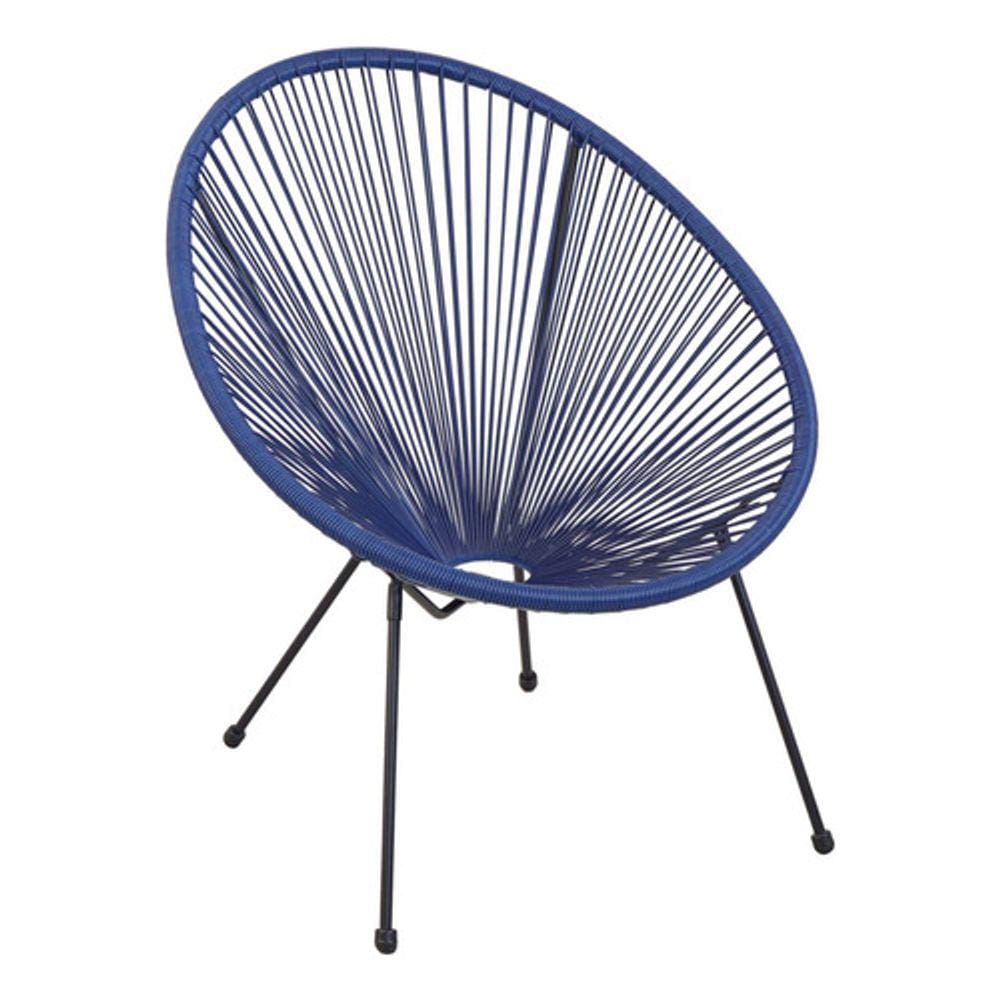 Cadeira Redonda Em Rattan Aço Aluminio 86x79x71cm Até 120kg