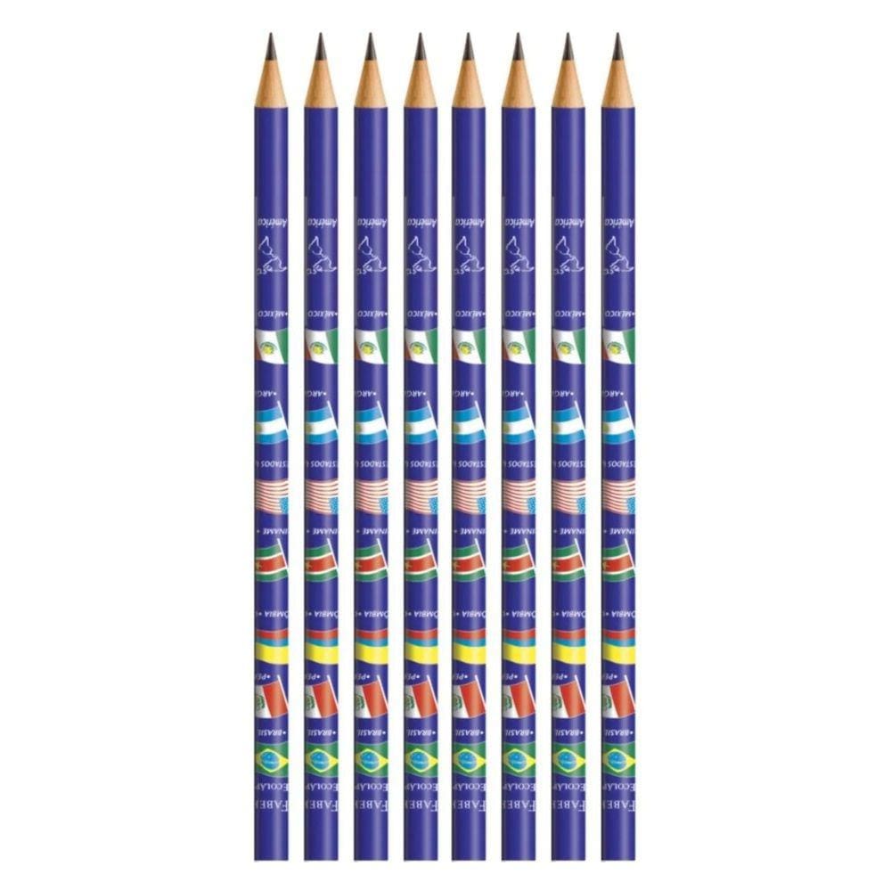Kit 08 Lapís Preto de Escrever Bandeiras Faber Castell