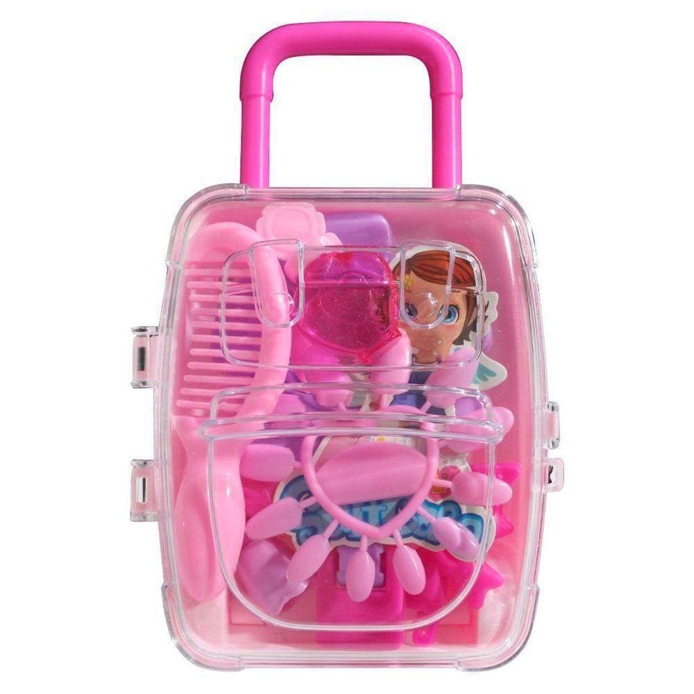 Maleta Kit De Beleza Rosa Infantil Fashion 6 Acessórios