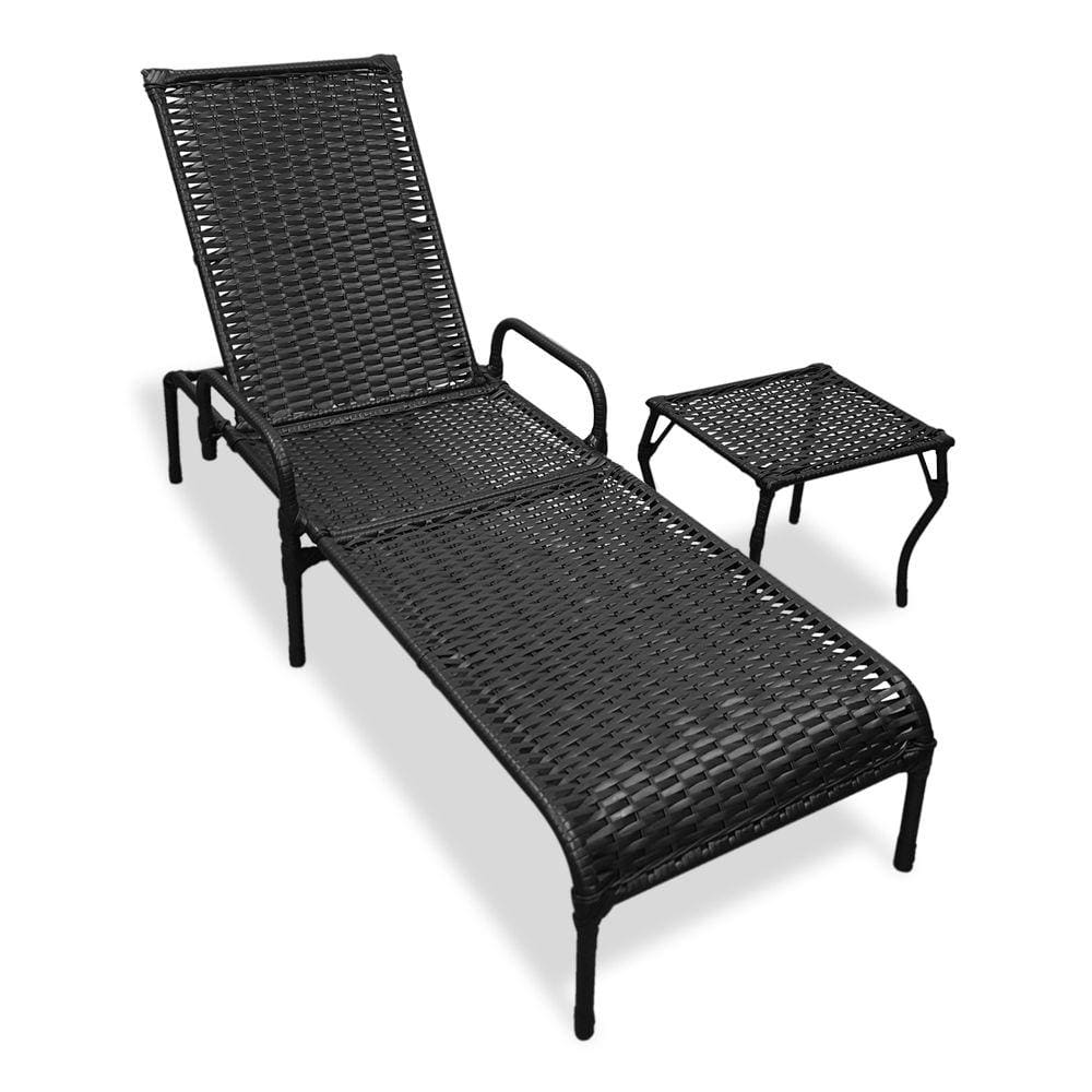 Kit 1 Cadeira p/ Piscina Reclinável Catar + Mesa de Centro