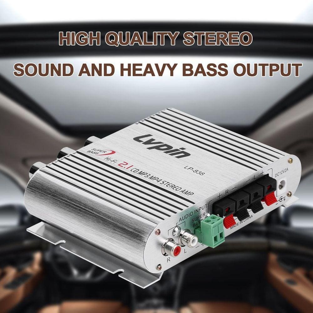 Amplificador de carro Mini Hi-Fi Stereo 20W Prateado