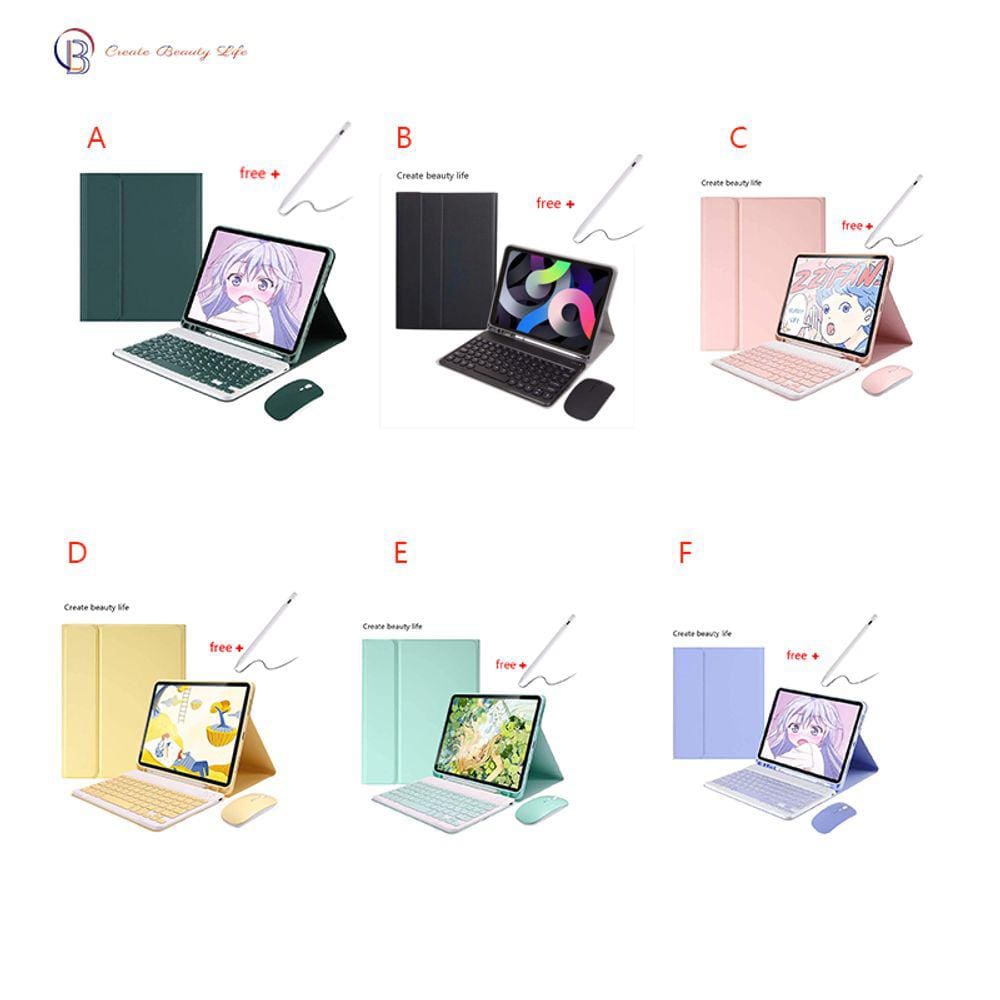 Capa de teclado com luz de fundo, mouse e porta-lápis para Galaxy T