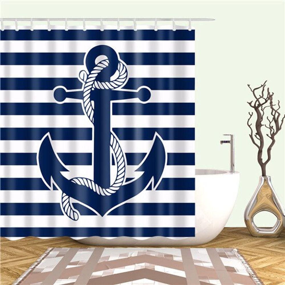 Cortina de chuveiro ZXZXOON Nautical Mediterranean Anchor Print