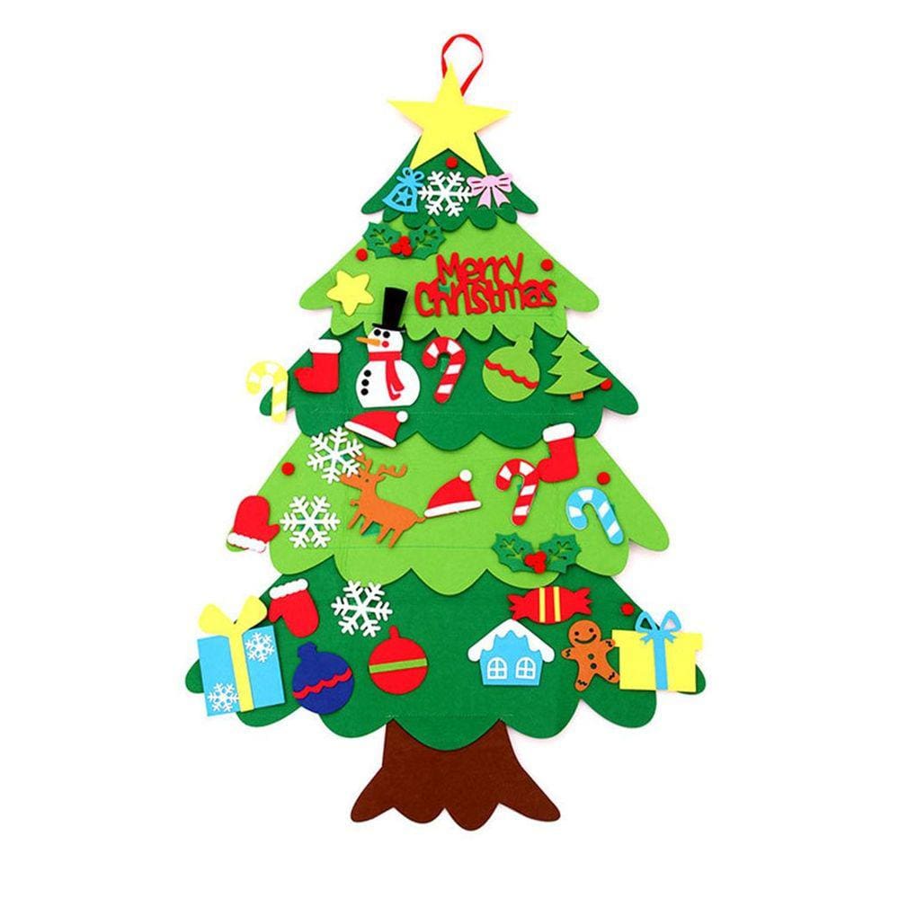 Árvore de Natal de feltro para crianças, faça você mesmo, decorações de presentes
