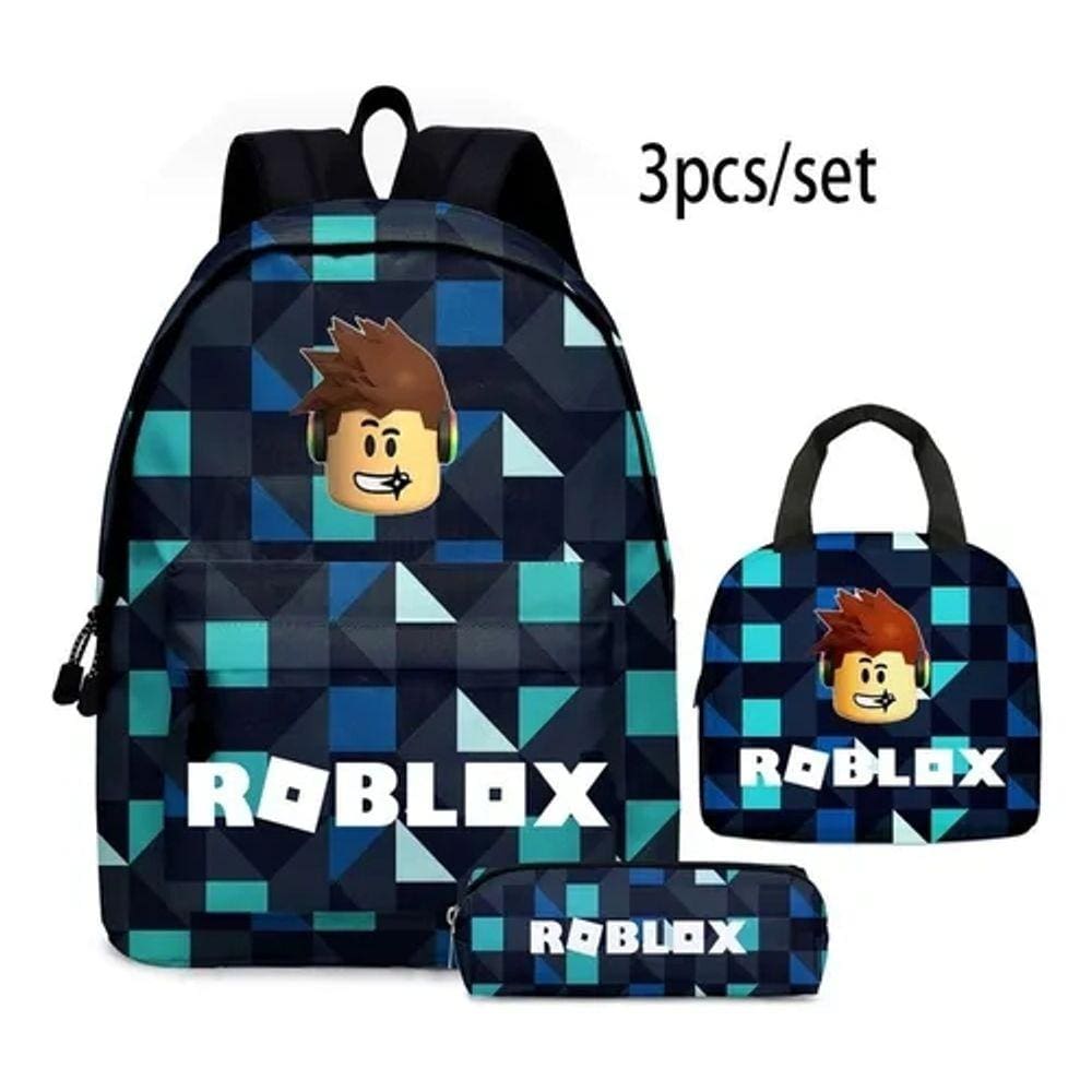 Roblox 3 PCS Escola Mochila Lancheira Saco de Lápis 3PCS/SET