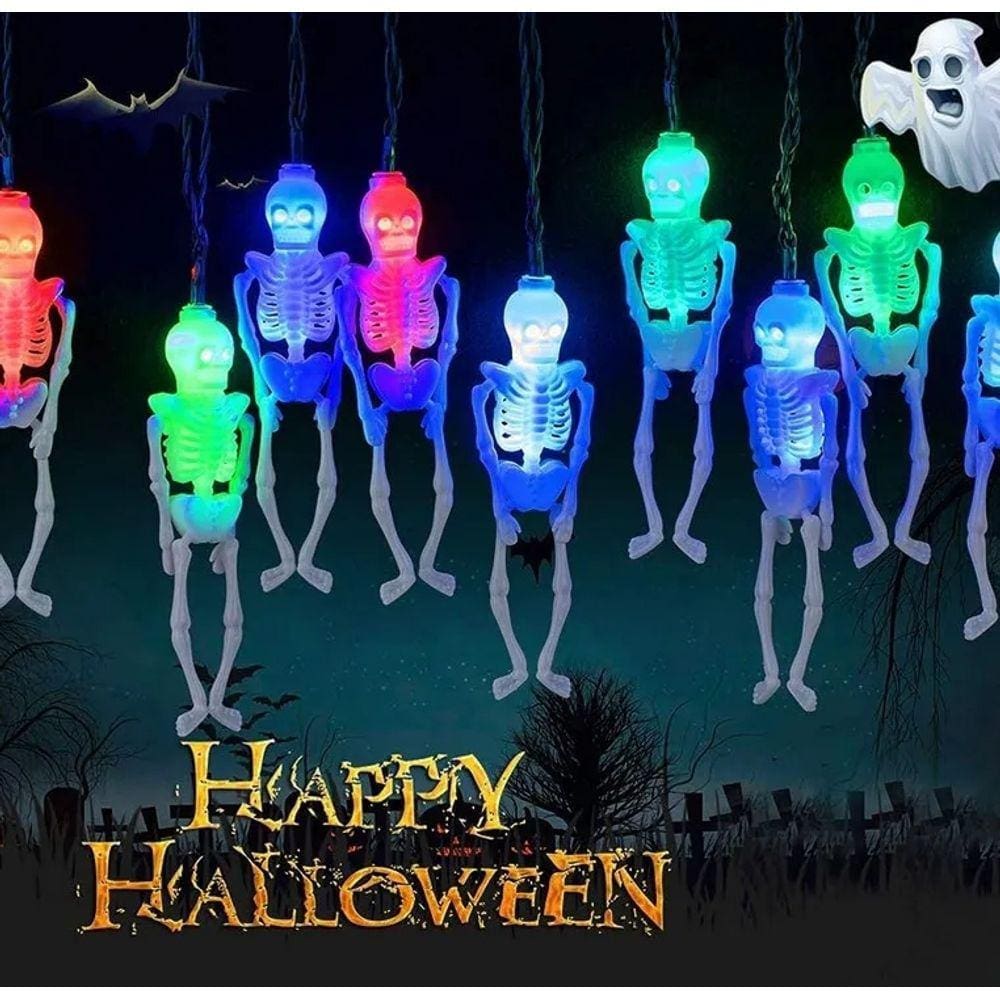 Luzes de decoração de Halloween Série 3m 20 LED Skeleton