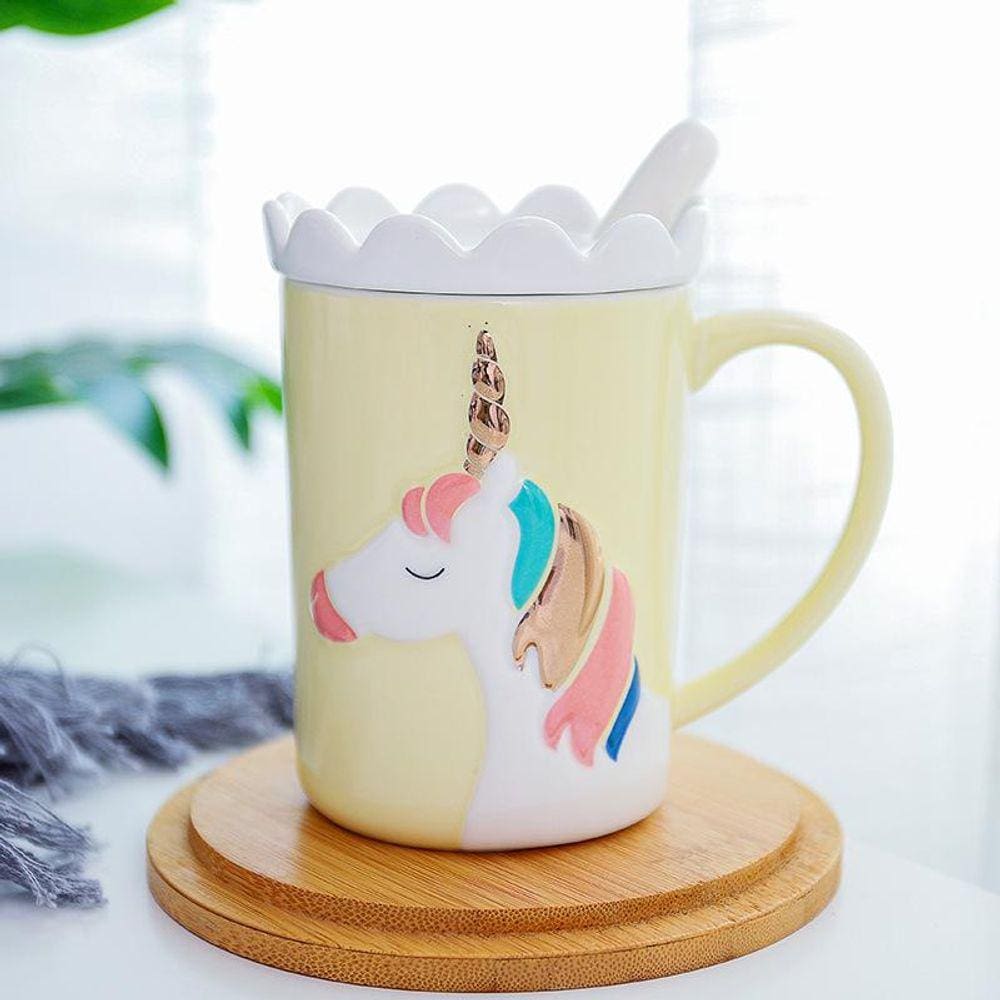 Milk Glass Girl Heart Creative Golden Unicorn Ceramic