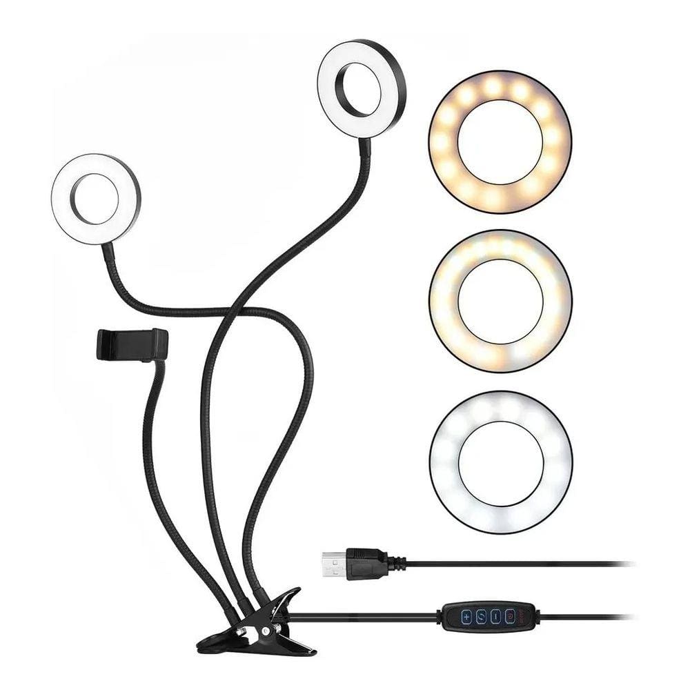 Lâmpada de mesa Ring Light Photography LED Selfie TikTok 3 em 1