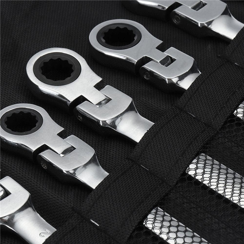 12pcs cabeça flexível catraca chave chave conjunto métrico 8-19mm span