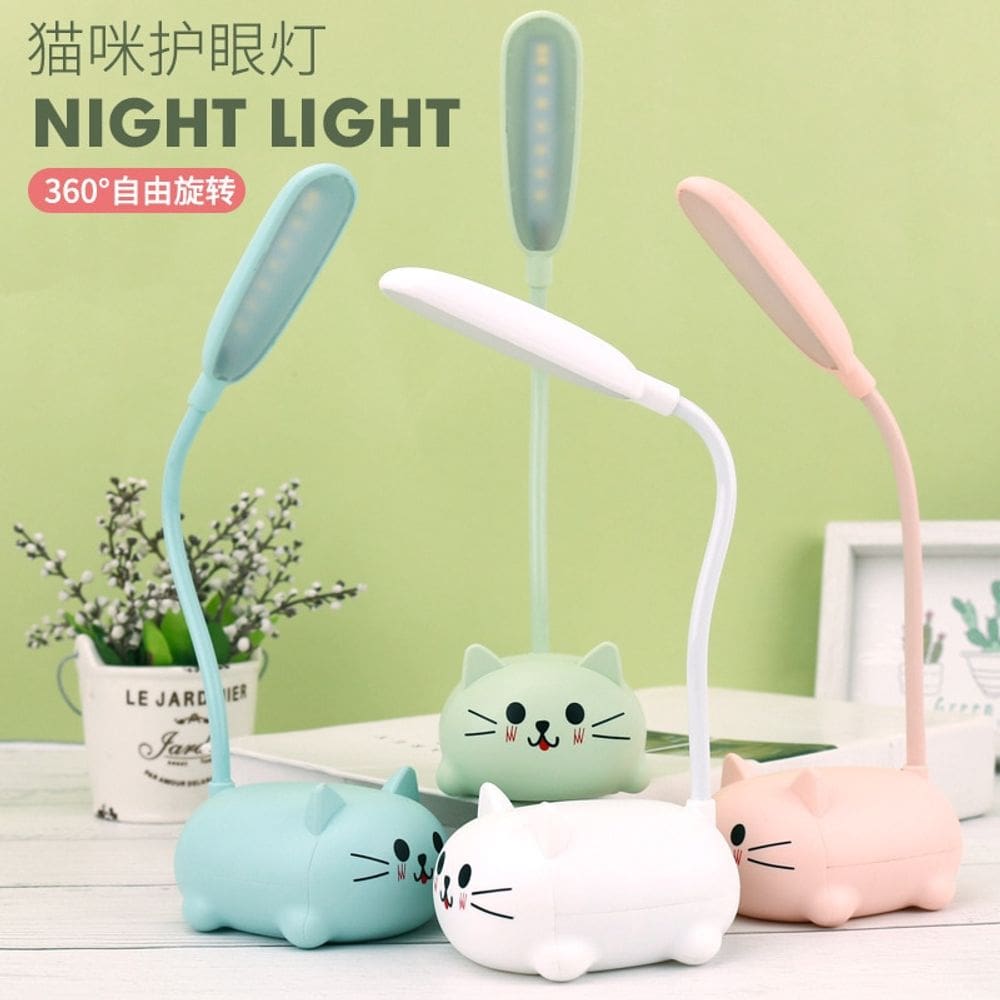 Lâmpada de mesa LED Cartoon Cat Kids