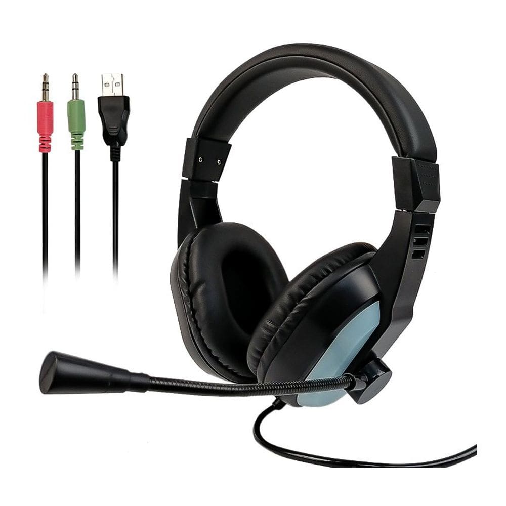 Head-Mounted Gaming Computer Headset Preto