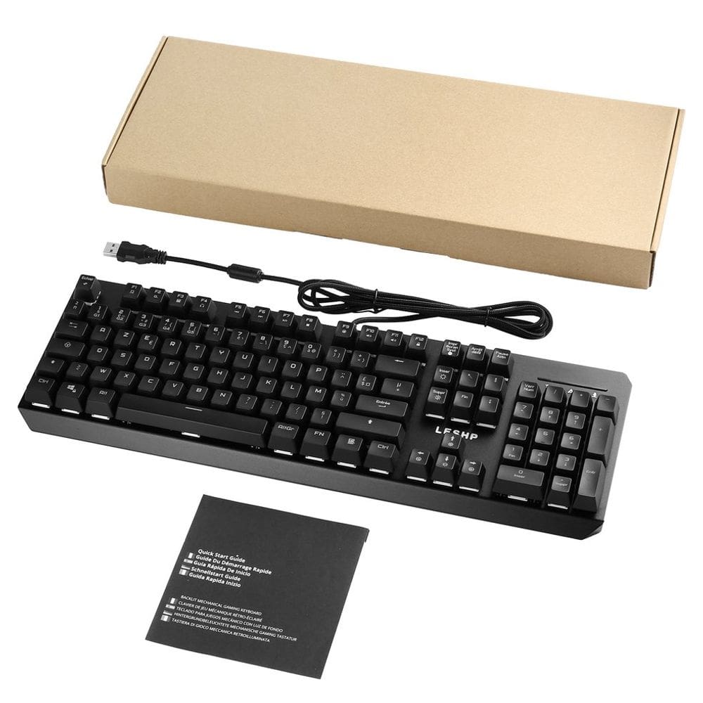 Leshp Teclado Backlight Ilimitado Modos com Fio Mecânica Mu