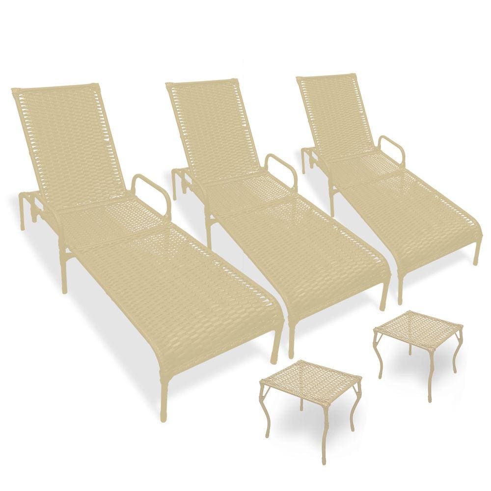 Kit 3 Espreguiçadeiras para Piscina Catar + 2 mesas