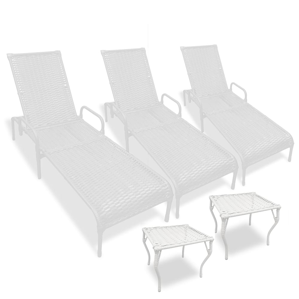 Kit 3 Espreguiçadeiras para Piscina Catar + 2 mesas