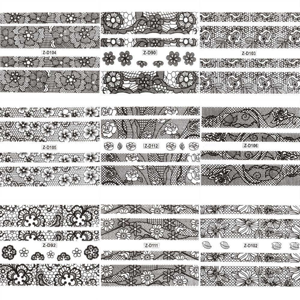 Adesivo de unha 24 folhas 3D Lace Decoração