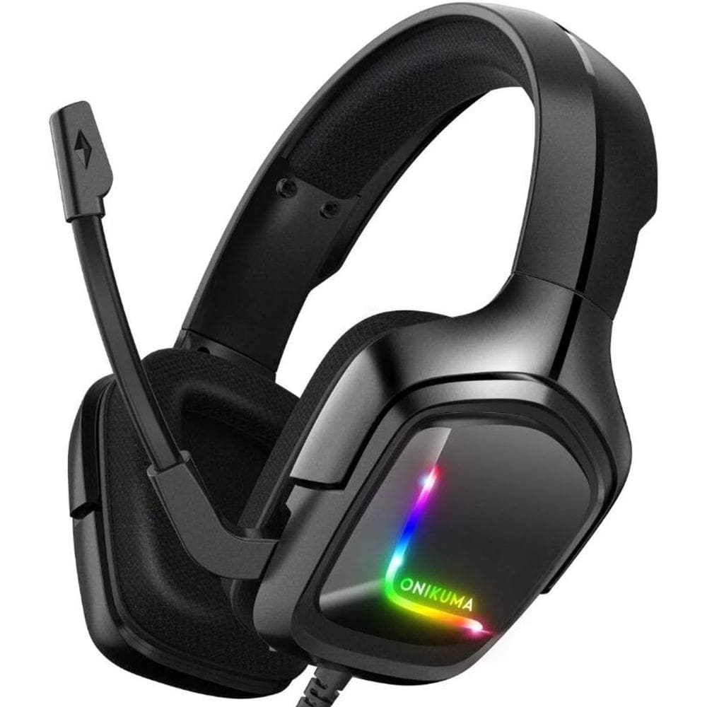 Fones de ouvido Gamer Onikuma K20 LED com microfone preto